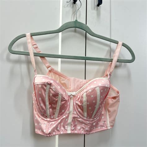 Vintage Pink Polka Dot Lingerie Top Y K Lingerie Depop
