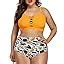 Amazon Daci Women Plus Size Two Piece Bikini Swimsuit High Waisted Bottom Ruched Lace Up