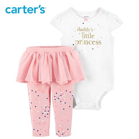 Carters baby girl clothes 2 Piece Princess Bodysuit & Tutu Pant Set Cute letter print baby ...