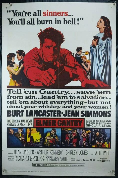 ELMER GANTRY Movie Poster 1960 Authentic One Sheet Burt Lancaster ...