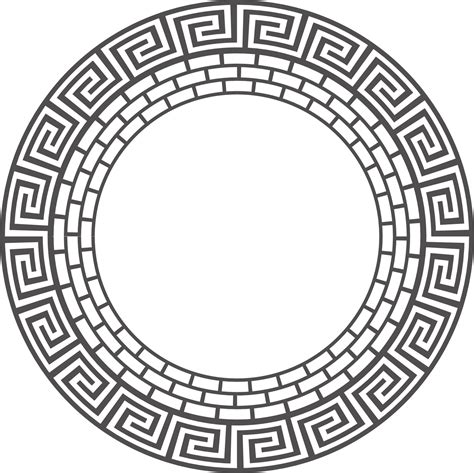 Circle Greek Frame Round Meander Border Decoration Elements Pattern