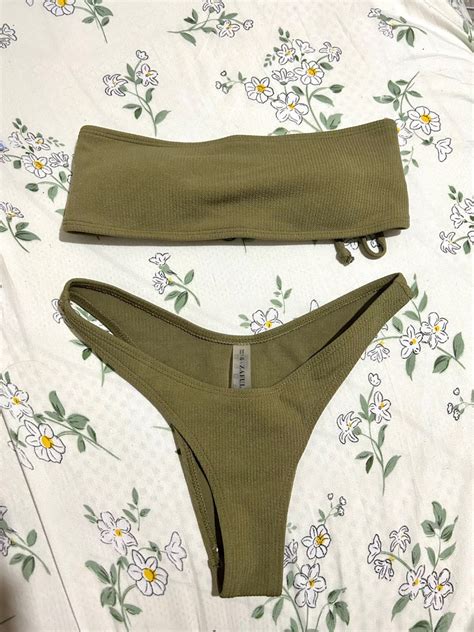 Olive Green Bikini Women S Fashion Swimwear Bikinis Swimsuits On Carousell