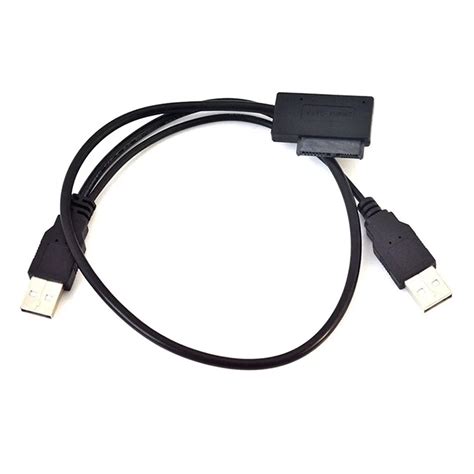 USB 2.0 to 7+6 13Pin Slimline Slim SATA Cable External USB 2.0 Power ...