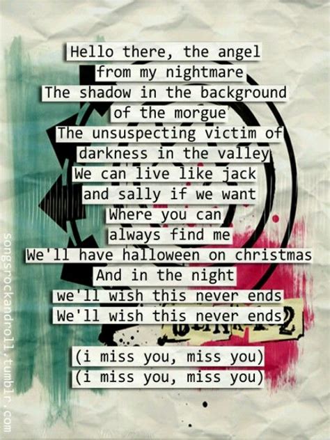 Blink 182 I Miss You Lyric Lyricsc