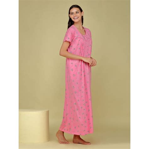 Velure Half Sleeve Nighty R With Flower Print Pink Buy Velure Half