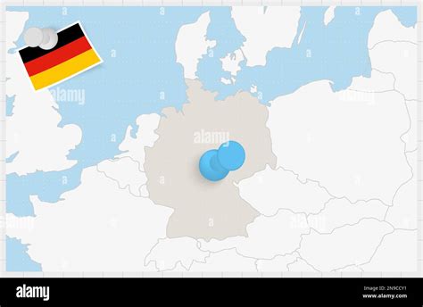 Map Of Germany With A Pinned Blue Pin Pinned Flag Of Germany Vector