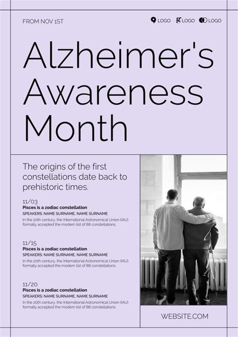 Personalize This Grid Monocolor Alzheimer Awareness Month Poster Layout