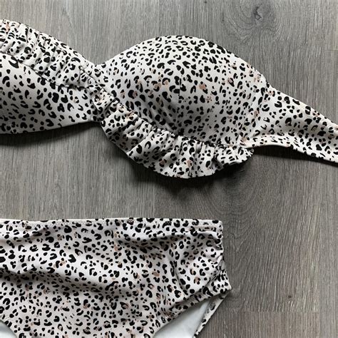 H M Matching Leopard Print High Rise Bikini Set Depop