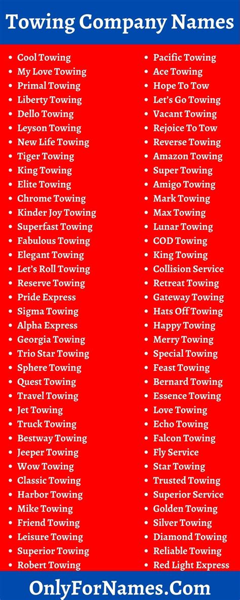 Towing Company Names Funny Catchy Cool Unique Amazing