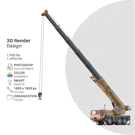 Guindaste móvel compacto modelagem 3d arquivo psd realista PSD Premium