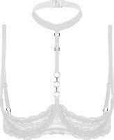 Mufeng Women S Mesh Lace Cups Bustier Lingerie Push Up Underwire