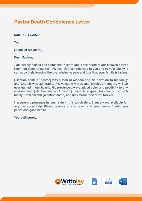 Condolence Letter From A Pastor Churchgistscom
