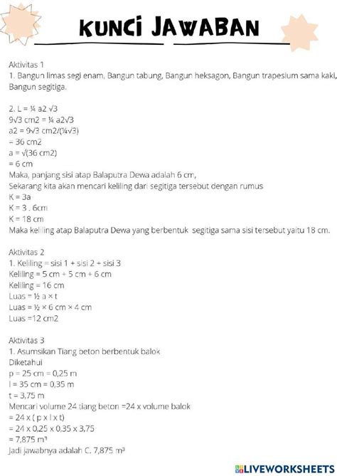 Soal Bangun Datar Activity Live Worksheets