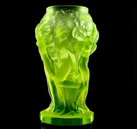 Art Deco Bohemian Vaseline Glass Nude Vase By Hoffmann Artedeco Online Antiques