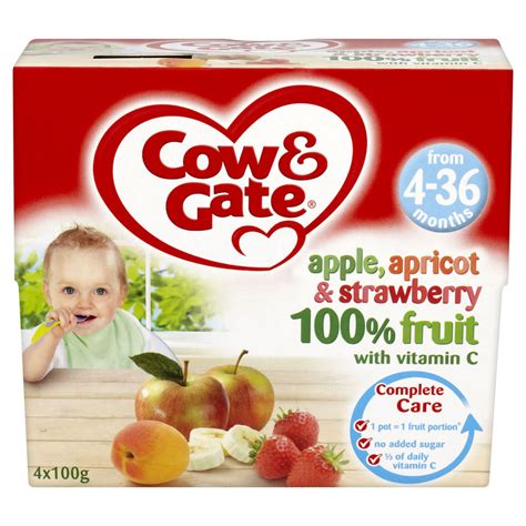 Cow And Gate Baby Fruit Pot Apple Apricot And Strawberry 4 X 100g Wilko