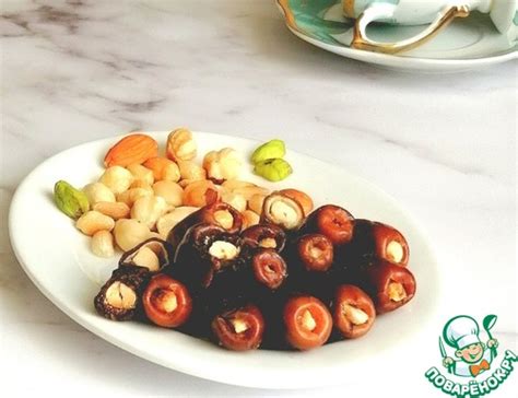 Финики, фаршированные орехами – кулинарный рецепт