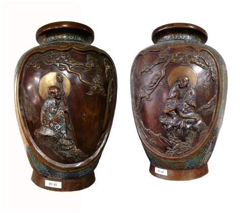 Paire De Vases Chinois En Bronze Patin Nayoushka