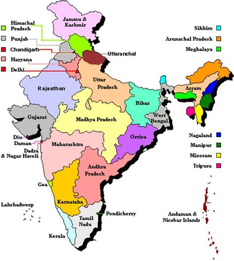 7 union territories of India on map - 7 union territories of India map ...