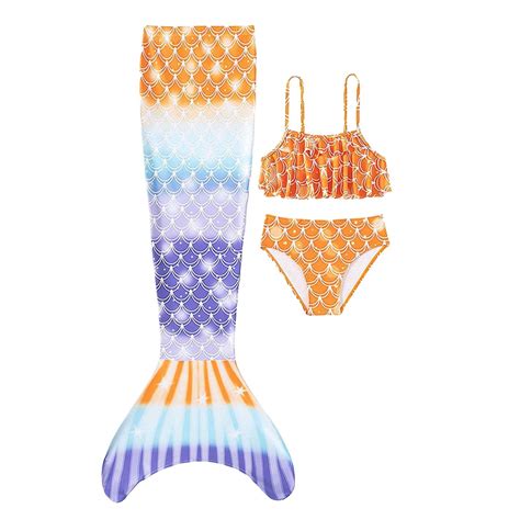 Woyy Big Girls Scale Print Swimsuit With Fish Tail Bikini Set Swimwear Bathing Suit Walmart