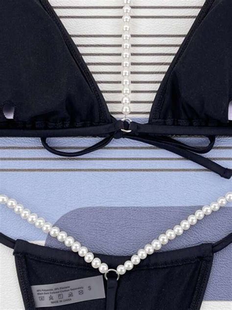 Shein Swim Sxy Plain Triangle Thong Bikini Swimsuit Shein Usa