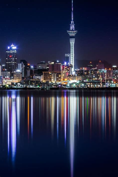 Wallpaper New Zealand, skyscrapers, buildings, river, city night ...