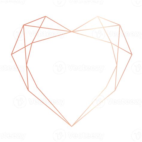 Rose Gold Heart Geometric Png