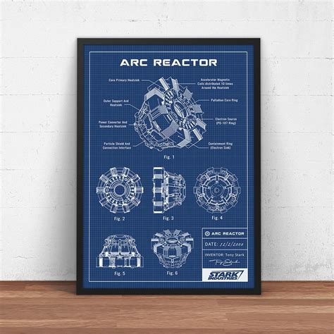 Arc Reactor Blueprint Art Iron Man Movie Poster Printable | Etsy Iron ...