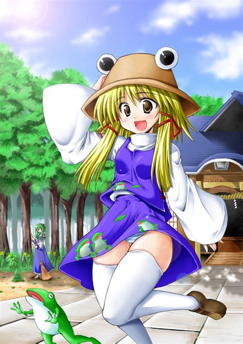Matsugami Kurare Kochiya Sanae Moriya Suwako Touhou Girls Blonde Hair Female Focus