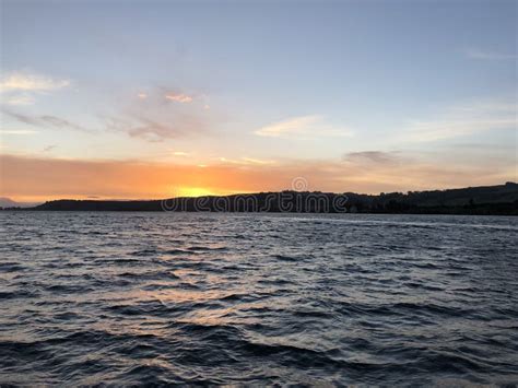 Lake Taupo Sunset Stock Image Image Of Zealand Sunset 105804219