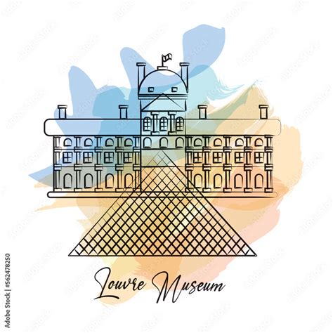 Isolated Watercolor Sketch Of Louvre Museum France Vector Stock Vector