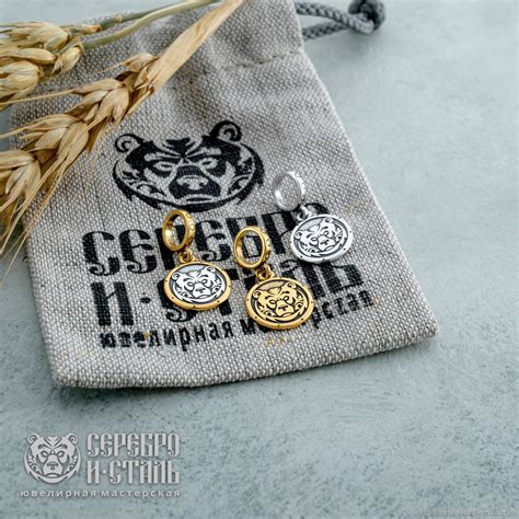 Оберег Славянский медведь Велес бусина кулон серебро 925 и золочение в ...