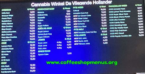 Vliegende Hollander Latest Menu Coffeeshopmenus Org