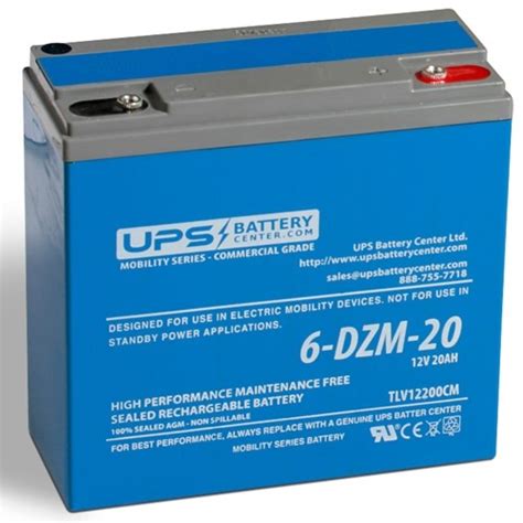6-DZM-20 12V 20Ah Mobility Battery for eBikes, Scooters, Golf Carts