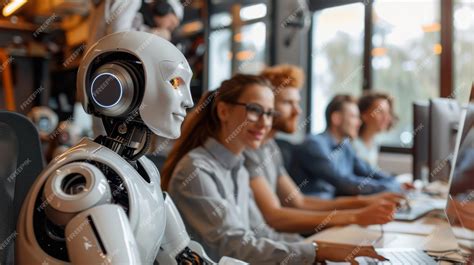 Premium Photo | Robotic Assistants in an Office Environment Helping ...