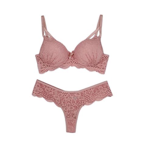 Conjunto Lingerie Renda Suti Strappy Tirinha Bojo Aro Calcinha Fio Dental Nicole