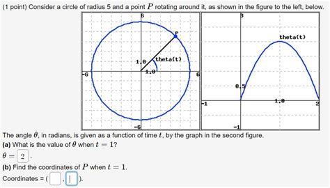 Solved (1 point) Consider a circle of radius 5 and a point P | Chegg.com