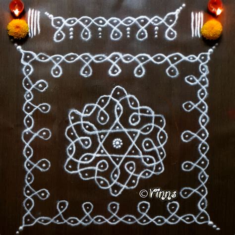 7 Dots Sikku Kolam Star Muggulu Fusion Rangoli Vinns Kolam