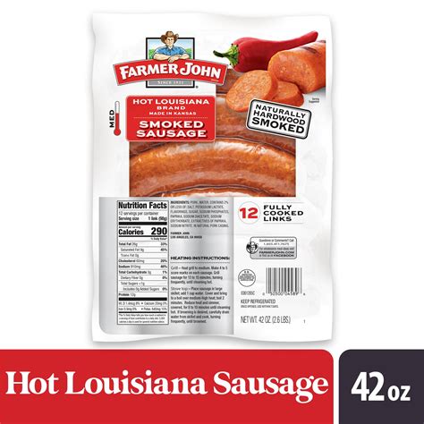 Farmer John Hot Louisiana Brand Smoked Sausage 42 Oz Walmart
