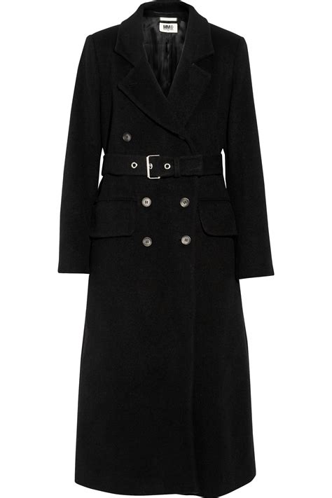 Mm6 By Maison Martin Margiela Belted Wool Blend Felt Coat In Black Lyst