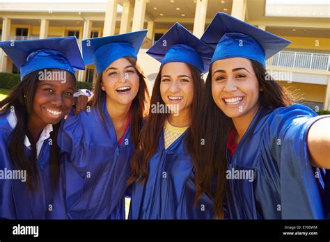 Group Of Female High School Students Celebrating Graduation Stock Photo ...