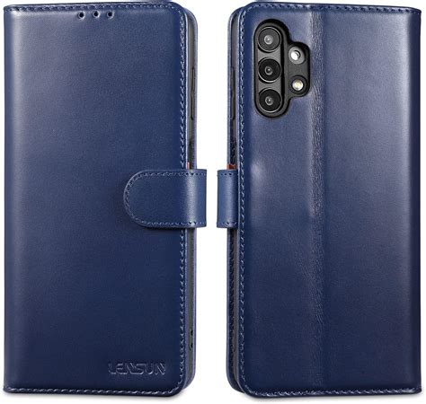 LENSUN Lederhülle für Samsung Galaxy A13, Echtleder Handyhülle [Echtes ...