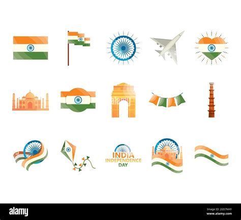 India Independence Icon Set Stock Vector Image And Art Alamy