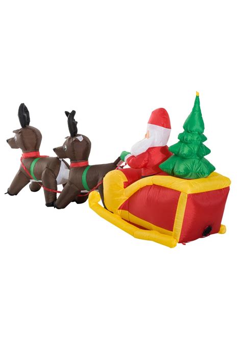 HOMCOM Santa Claus Sledge Sleigh W Reindeer LED Outdoor Blow Up