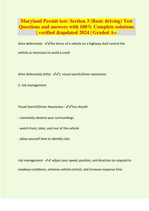 Maryland Driving Test Questions