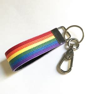 Gay Pride Leather Keychain Rainbow Lgbt Lgbtq Key Chain Fob Flag Lesbian Lgbtqia Etsy