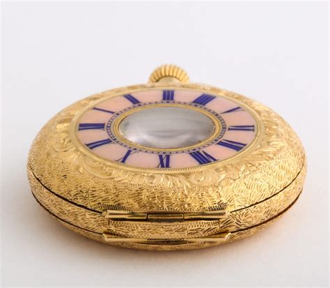 Enamelled Gold Half Hunter Pocket Watch 1880s Watch Museum