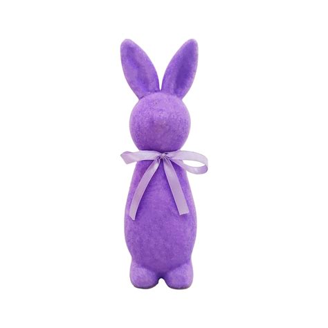 Darzheoy Easter Flocked Bunny, Flocking Rabbit Figurines with Bow Ties