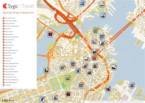 Boston Printable Tourist Map | Sygic Travel