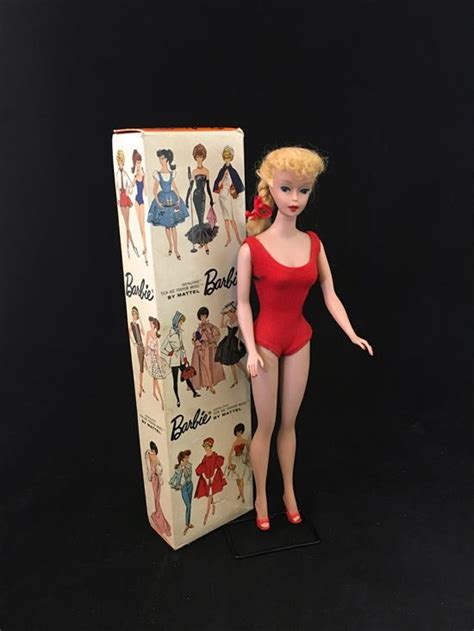 Lot Blonde Ponytail Barbie In Original Box Comes With Shoes And Stand Earrings Have