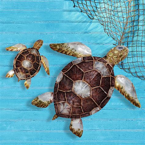 Sea Turtle Wall Decor With Brown Checkered Shell M8007 Eangee Home